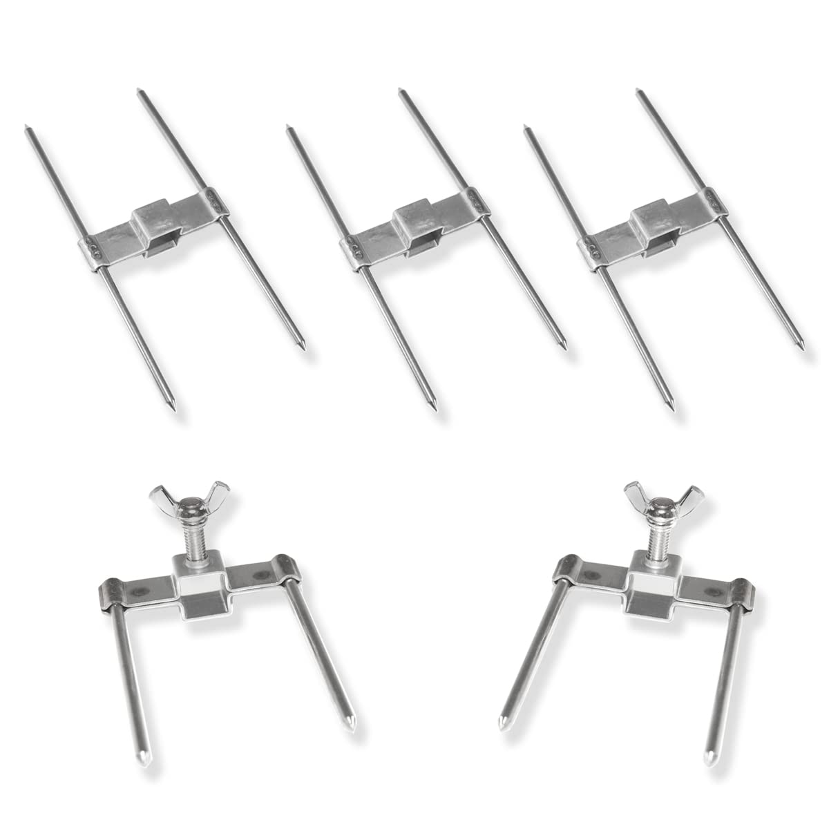 GOLDMAN SERVICE Steel Chicken Rotisserie Skewers Fork Utensil for Professional Grills Universal Replacement for 12mm Swords (5 Pieces)