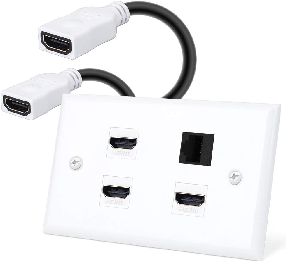 HDMI Keystone Cable, MACTISICAL HDMI Female to Female Panel Mount Coupler Cable 2 Pack (1 Set, HDMI cable + Wall Plate)