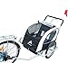 Aosom Elite Three-Wheel Bike Trailer for Kids Bicycle Cart for Two Children with 2 Security Harnesses & Storage, White