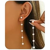 Pearl Dangle Earrings For Women Gold Long Drop Tassel Earrings Lightweight Hypoallergenic Bridal Wedding Jewelry Elegant Statement Pearl Accessories Gift For Her