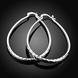 Jesming 925 Sterling Silver Textured Ear Studs Large Round Hoop Earrings