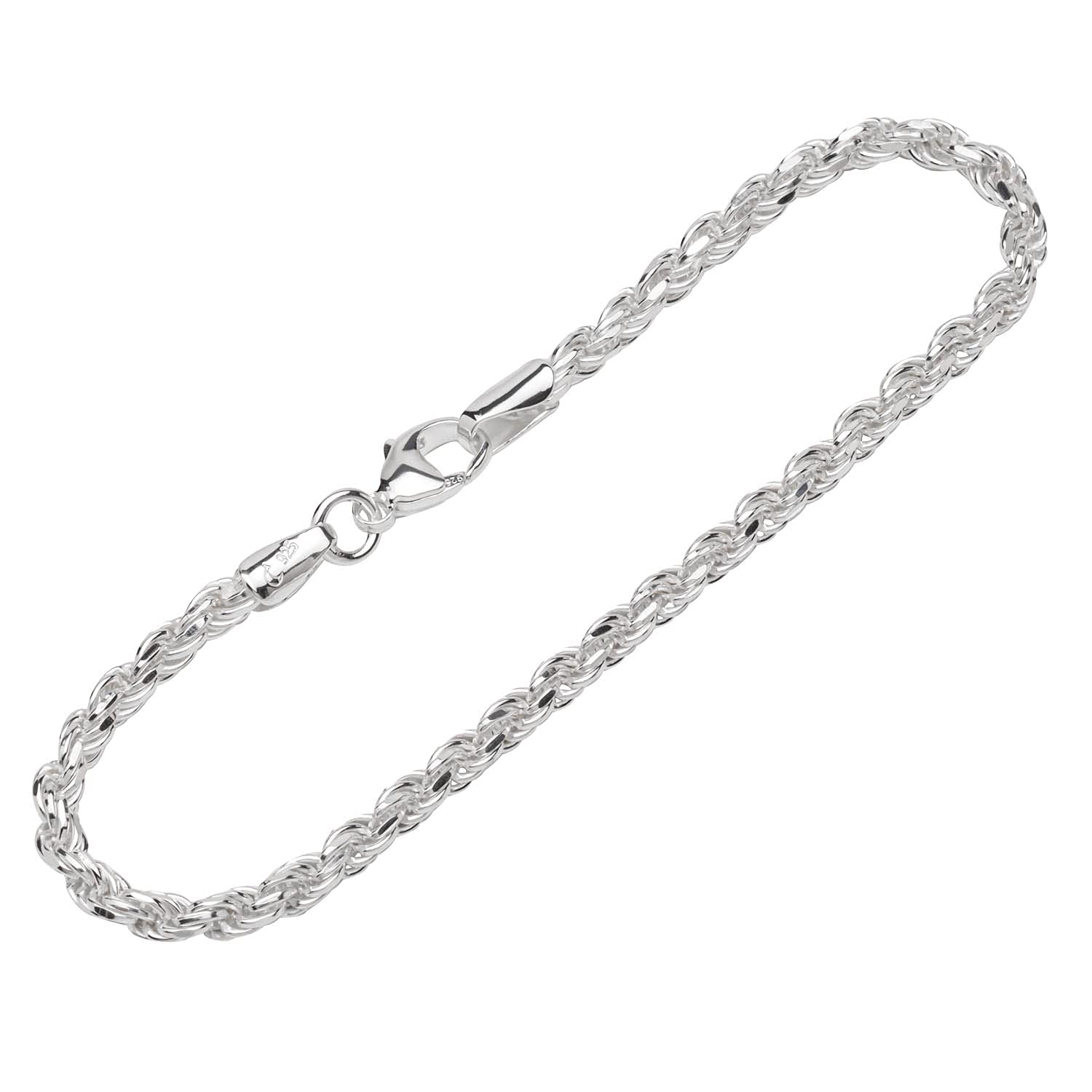 NKlaus bracelet 925 Sterling Silver 19cm cord chain diamond ladies bracelet exquisite 12799