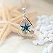 Chicer Pendant Real Starfish Seashell Underwater Plant Life Necklace, Cute Drop Water Necklace for Women and Girls. (Blue)