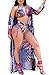FEIYOUNG Women Sexy Three Pieces Tops Bottoms and Floral Cover-ups Summer Beach Swimsuits