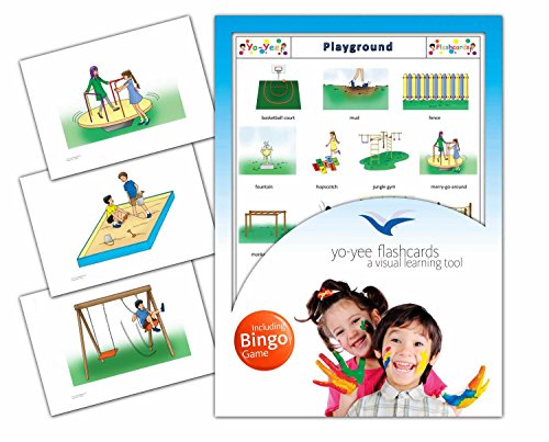 Playground Flashcards in English with Matching Bingo Game Cards in One Set - Vocabulary Picture Cards for Toddlers, Kids, Children and Adults - Size 4.13  5.83 in - DIN A6