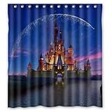 Disney Castle Design Christmas Gift Design of Waterproof Bathroom Fabric Shower Curtain with 12hooks 66