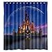 Disney Castle Design Christmas Gift Design of Waterproof Bathroom Fabric Shower Curtain with 12hooks 66"x72"