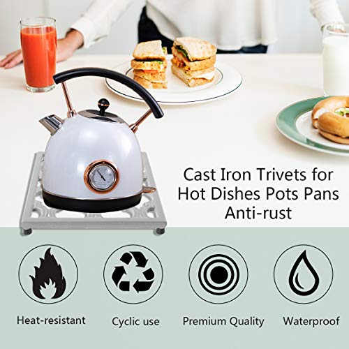 Square Cast Iron Trivet Gray Metal Trivets for Kitchen Dining