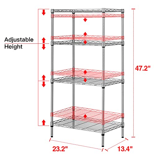 SINGAYE 4 Tier Adjustable Storage Shelf Metal Storage Rack Wire