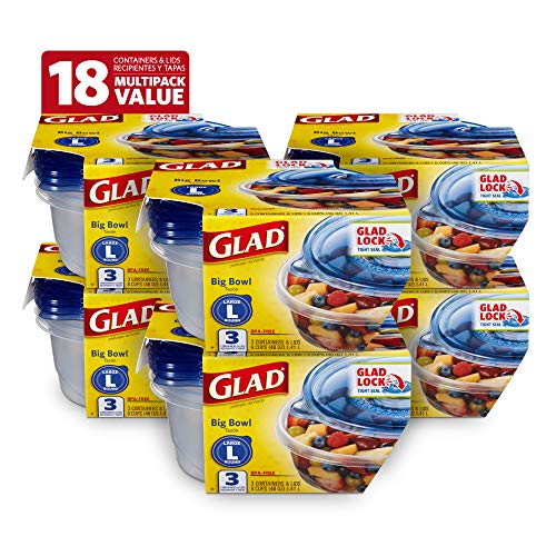 Glad Food Storage Containers, 3 Count 6 Pack Durable Food Storage