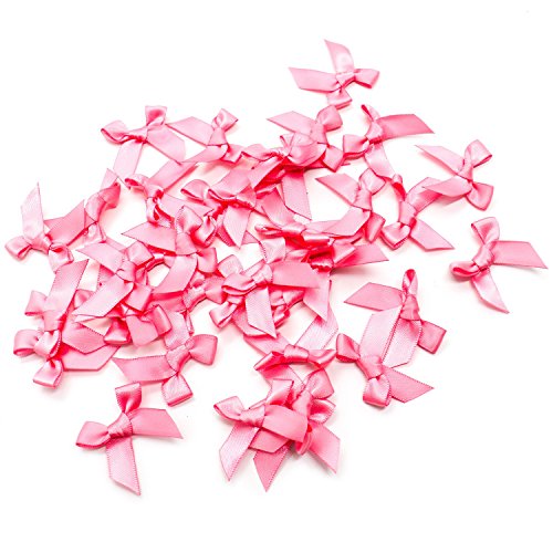 HUELE 200pcs Mini Satin Ribbon Bows for DIY Craft (Pink) - Thumbnail 4