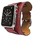 MoKo Compatible Band Replacement for Apple Watch 42mm 44mm Series 4/3/2/1, Genuine Leather Smart Watch Band Cuff Replacement Strap - RED (Not Fit 38mm 40mm Versions)