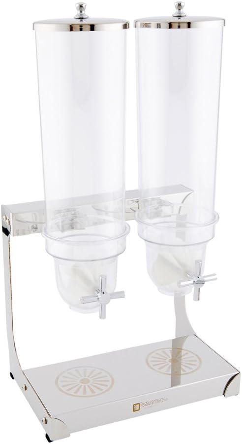 Cereal Dispenser, Dry Food Dispenser - 3 Liter - Two Compartments - Stainless Steel Body - 1ct Box - Met Lux - Restaurantware: Kitchen & Dining