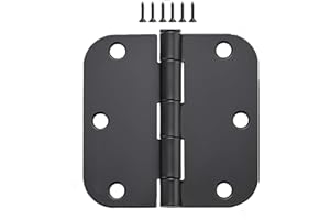 20 Pack Matte Black Door Hinges 3x3 Inch Standard Bedroom,Black Hinges for Interior Doors Rounded 5/8" Radius Corners Iron Hi