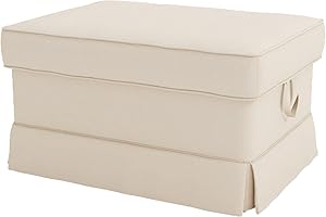 HOMETOWN MARKET Polyester Flax Sofa Covers Custom Made Compatible for IKEA Ektorp Footstool Slipcover (Polyester Beige, Ektorp Ottoman)