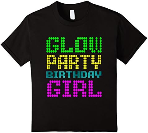 Kids Glow Party Birthday Girl Shirt Party Gift Neon Retro Tee 6 Black