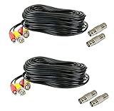 GW Security 2 Pack 25 Feet Video Power Pre-Made All-in-One BNC Cable CCTV Camera Wire Cord with Extension BNC Female Connectors for HD 1080p / 720p / 960H Camera and DVR (Black)
