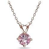Ice Gems Sterling Silver Treated Light Pink Topaz Round Solitaire Necklace, 6mm