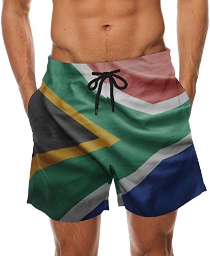 super3DprintedSouth Africa Flag Men's Swim Trunks Water Beach Shorts with Pockets
