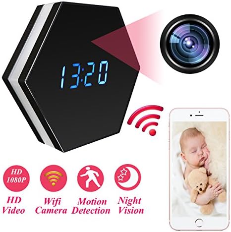 MINGYY Mini Camera Mirror Clock Wireless Hidden Wi-Fi Cameras HD 1080P Monitor Recorder Night Color Security Camera IR Night Vision Cam Motion Detector for Home Office Indoors