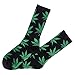 Spring Fever Unisex Marijuana Weed Leaf Printed Crew Socks A Black/Green One Pair