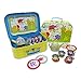 Slimy Toad Wiggly Bug Metal Tea Set & Carry Case Toy (14 Piece Kids Tea Set) Green, Blue, Yellow, Red