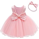 6M-6T Baby Backless Pageant Dress Toddler Girls Tutu Gown Flower Dresses with Headwear