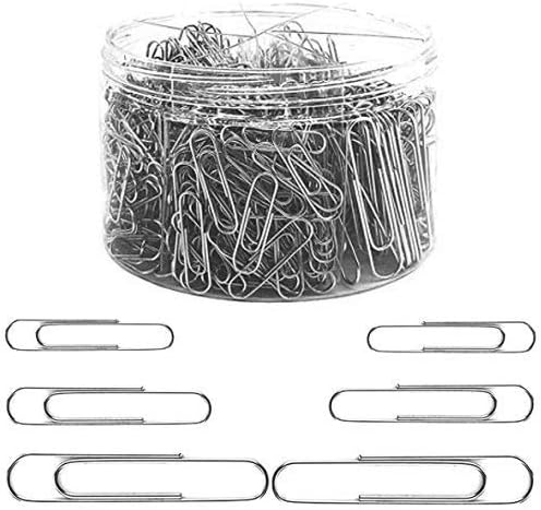 Youyuan Paper Clips PC500, 650 Pieces Assorted Sizes Silver Paperclips, Small, Medium and Jumbo (28mm, 33mm, 50 mm), for Office School Clips and Personal Document Organizing