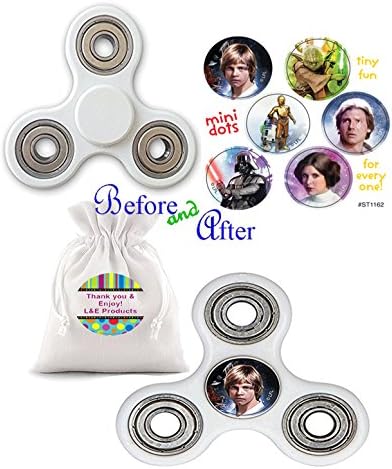 Star Wars "Luke Skywalker" Inspired White Fidget Spinner with Star Wars Assorted Character Decals! Plus Bonus Drawstring Carry Case!