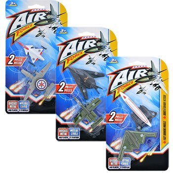 6 Air Force toy Airplanes diecast metal and plastic airplanes, Party kits, boy gift pack (3 packs =6 planes total)