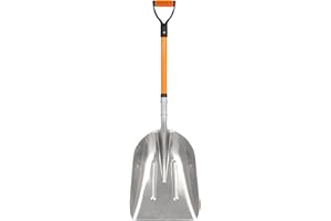 VNIMTI Aluminum Snow Shovel with D Handle Metal Snow Shovel for Driveway 45Inches 3.7 Pounds Transfer Shovel Shovel for Gardening, Orange
