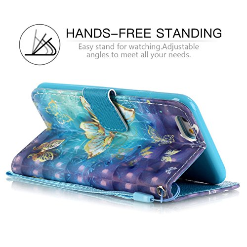 iPhone 6s Case, iPhone 6 Case, 6s Wallet Case, JanCalm [Wrist Strap] [Kickstand] [3D Painted] [Card/Cash Slots] Pattern Premium PU Leather Wallet Magnetic Flip Folio Cover + Crystal pen (Butterfly) - Thumbnail 5