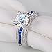 Newshe Wedding Band Engagement Ring Sets For Women 925 Sterling Silver Round Blue White Cz Size 5-12
