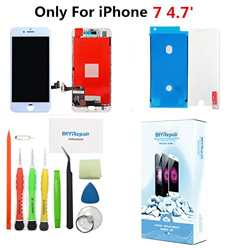 Premium Screen Replacement for iPhone 7 (4.7 inch) - 3D Touch LCD Complete - LCD Touch Digitizer Display Glass Replacement Assembly with Waterproof Adhesive, Tempered Glass, Tools, Instruction(White)