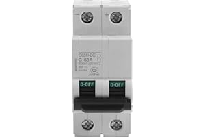 WALFRONT 2P 250V Low Voltage DC Miniature Circuit Breaker for PV System, Grid System, DIN Rail Mount, Breaker DC Circuit Amp Solar Double Pole(63A)