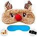 ZHI CHEN Silk Eye Mask with Lovely 3D Cute Deer Face Soft & Lightweight Adjustable Sleeping Blindfold for Kids Girls Adult for Yoga, Travel, Sleep, Party [Inclulding Ice Bag, Ear Plugs] (Milu Deer)