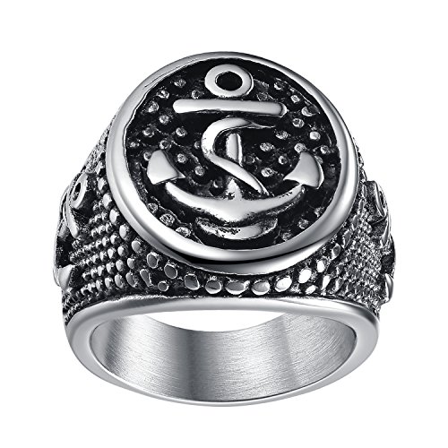 Lineave men s stainless steel sailor rope anchor ring, …