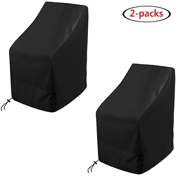 Coprisedie Da Esterno Impermeabili - 2 Pezzi Per Sedie Impilabili E Pieghevoli - Tessuto Oxford 210D Con Coulisse - Foto 3