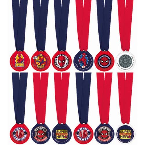 Spiderman Birthday Party Favors Pack For 12 With Medals, Spiderman Paper Masks, MINI Disc Shooters, Spiderman Tattoos, Favor Goodie Bags, and Exclusive Pin By Another Dream