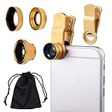 CamKix Universal 3 in 1 Cell Phone Camera Lens Kit for Smartphones including - Fish Eye Lens / 2 in 1 Macro Lens & Wide Angle Lens / Universal Clip / Carry Pouch / Microfiber Cleaning Cloth