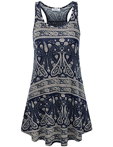 Faddare Ethnic Dress,Lady Comfortable Above Knee Length Mini Dresses,Blue S