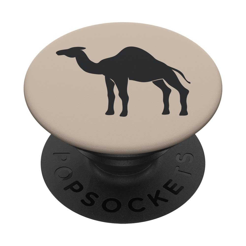 Dark grey Camel animal on tan sand beige wild animals lover PopSockets Swappable PopGrip