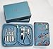 Manicure Set, Pedicure Kit, Nail Clippers, Professional Grooming Kit, Nail Tools 12 In 1 with Luxurious Travel Case For Men and Women Teens - Floral Zipper case Manicure Gift Set (Blue)