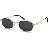 SOJOS Small Retro Oval Polarized Sunglasses Womens Mens, 80s 90s Chic Trendy Round Metal Frame Sunnies SJ1260