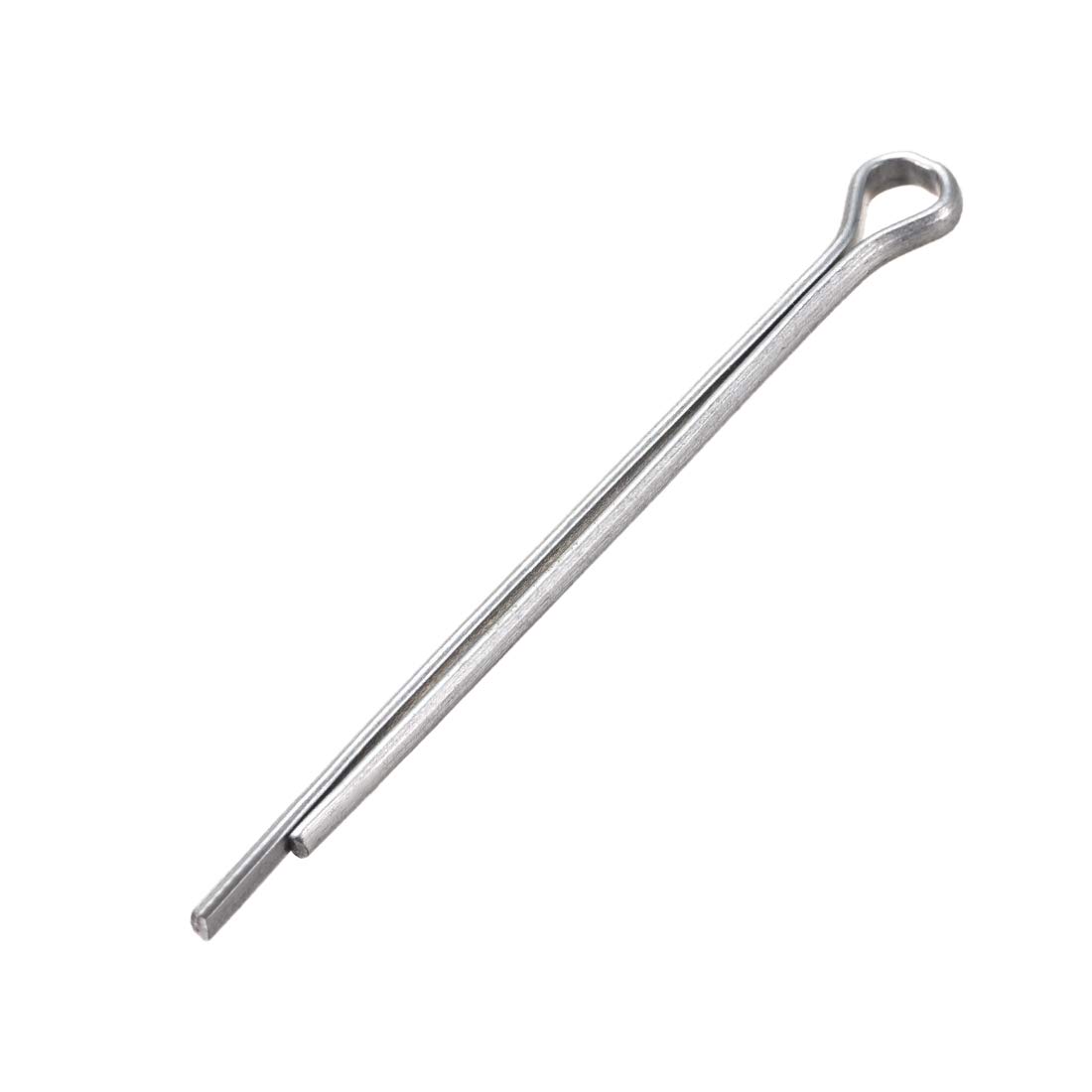 sourcing map Split Cotter Pin - 3/32 inch x 1 31/32 inch (2.5mm x 50mm) Carbon Steel 2-Prongs Silver Tone Fastener Clip Key 50Pcs