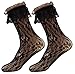 Lovful Women's Lace Anklet Sock with Ruffle, 2 Pairs Set,Black