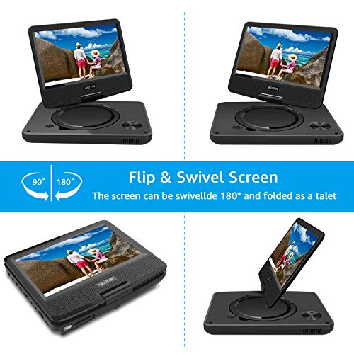 image for WONNIE 11 inch Kids Portable DVD Player for Car, with 9 inch Swivel Sc