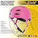Flybar Bike Helmet- Multi Sport Dual Certified Adjustable Dial, Skateboard Helmet, Roller Skating, Pogo, Electric Scooter, Snowboard, Boys and Girls Kids- Adults Helmets (Pink,S-M)