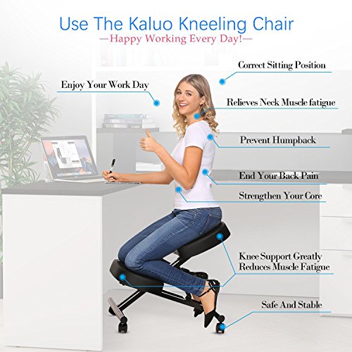 Kaluo Healthy Ergonomic Kneeling Chair - Posture Corrector Chair Stool for Home Office with Rollers Heavy duty