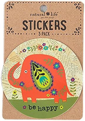 Natural Life 3 Pack of Stickers Be Happy with Elephant